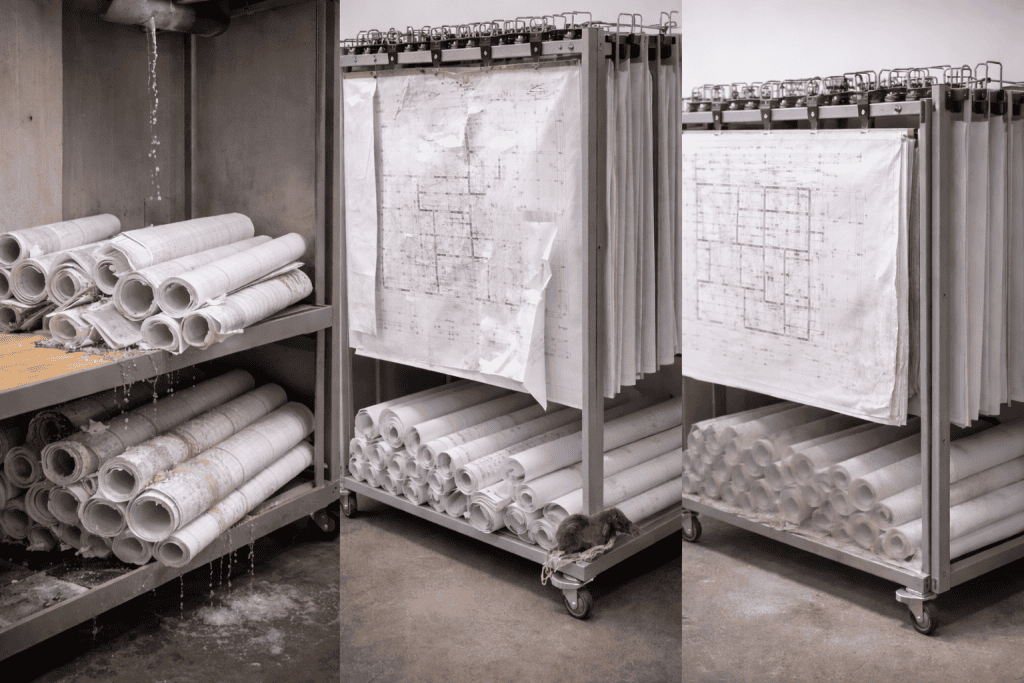 Основные риски при хранении бумажных чертежей